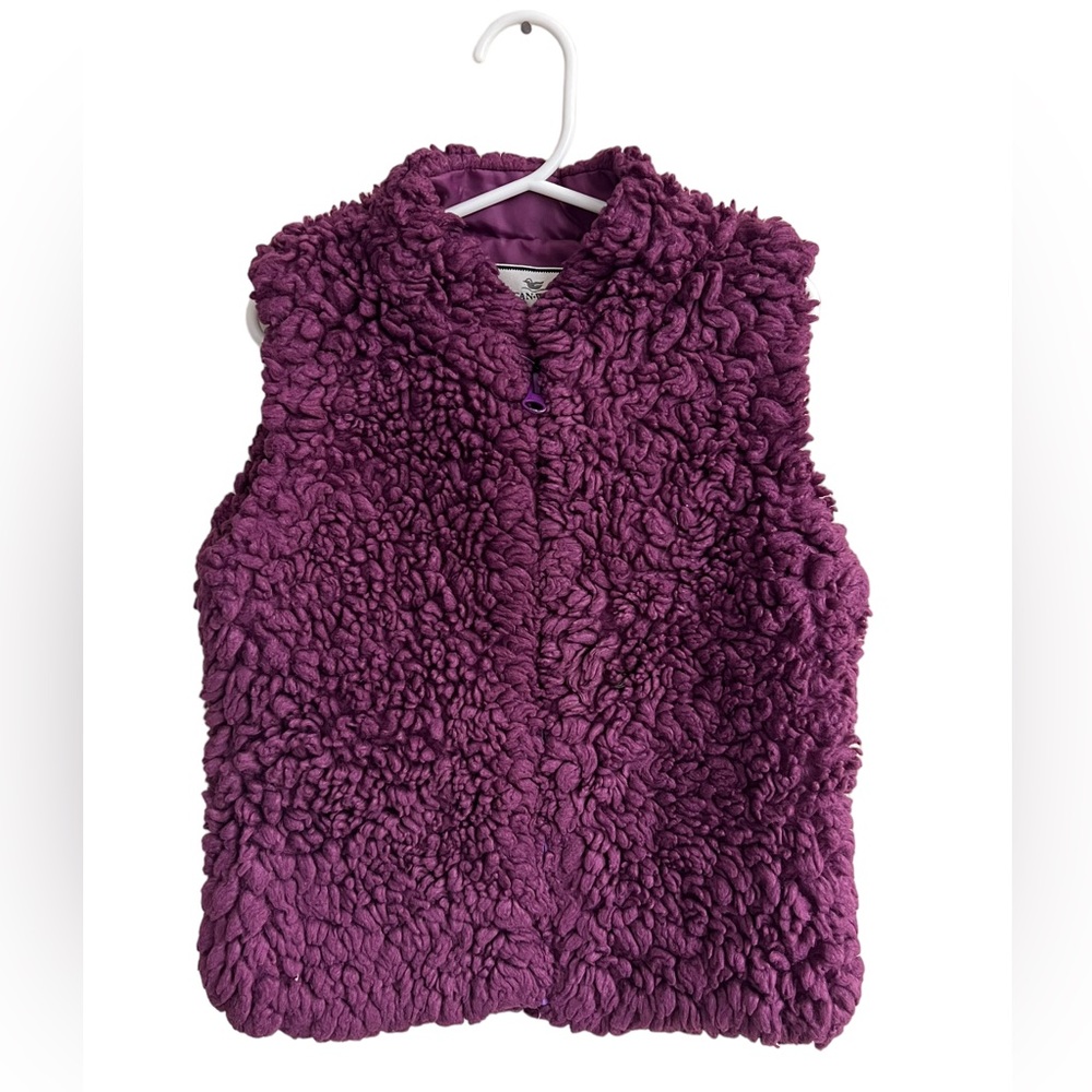 AMERICAN WIDGEON Faux Fur Purple Vest Girls Size 5 Full-Zip Lined Cozy Chic Cute